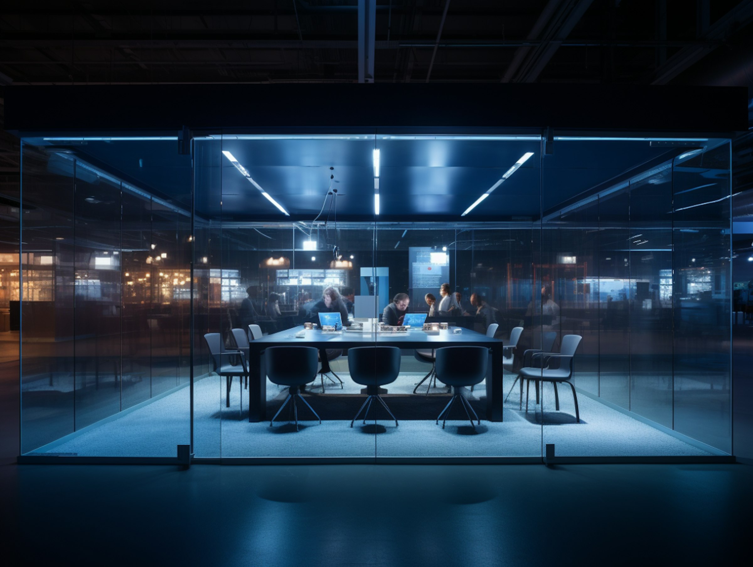 Modern creative studio at night